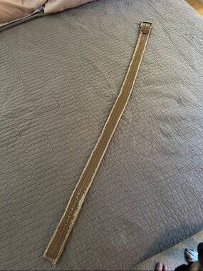 Neutral Tan Canvas Belt with Gold Buckle